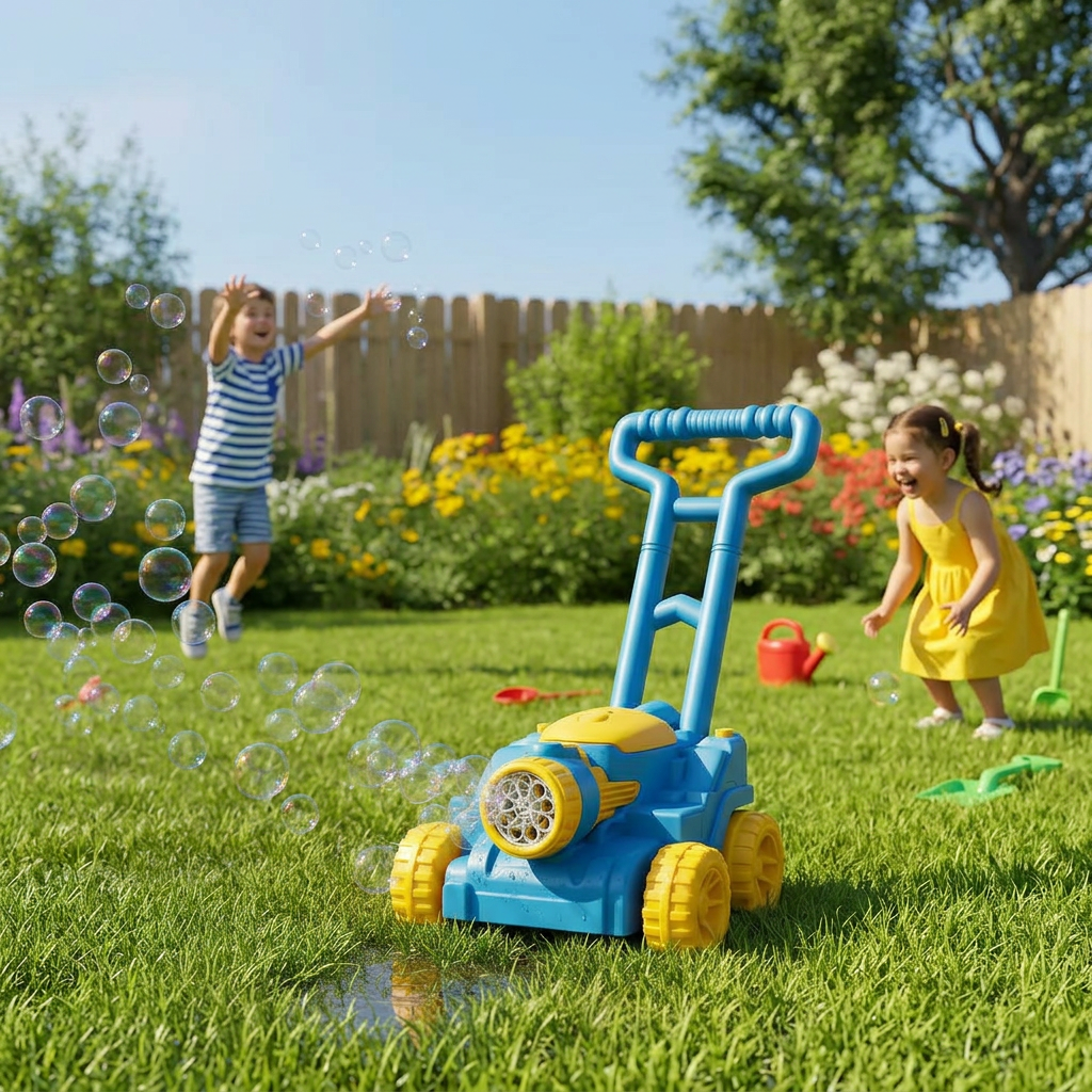 Maquina De Burbujas Carrito Juguete Podadora De Cesped Azul